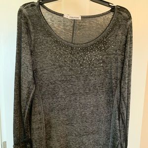 Maurices Gray/Bling Long Sleeve Top, Size L